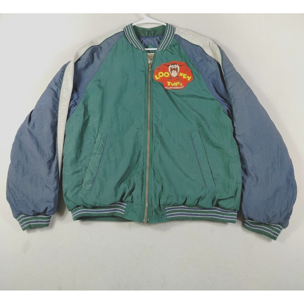 Vintage McGregor Jacket Mens Medium Green Looney Tunes Taz Nylon Bomber‎ 90s